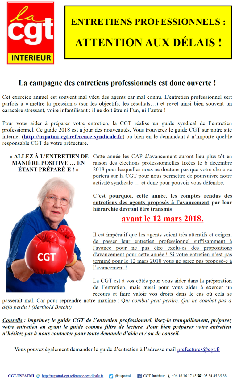 Entretiens Professionnels 2018 : Attention Aux Délais ! | CGT Intérieur